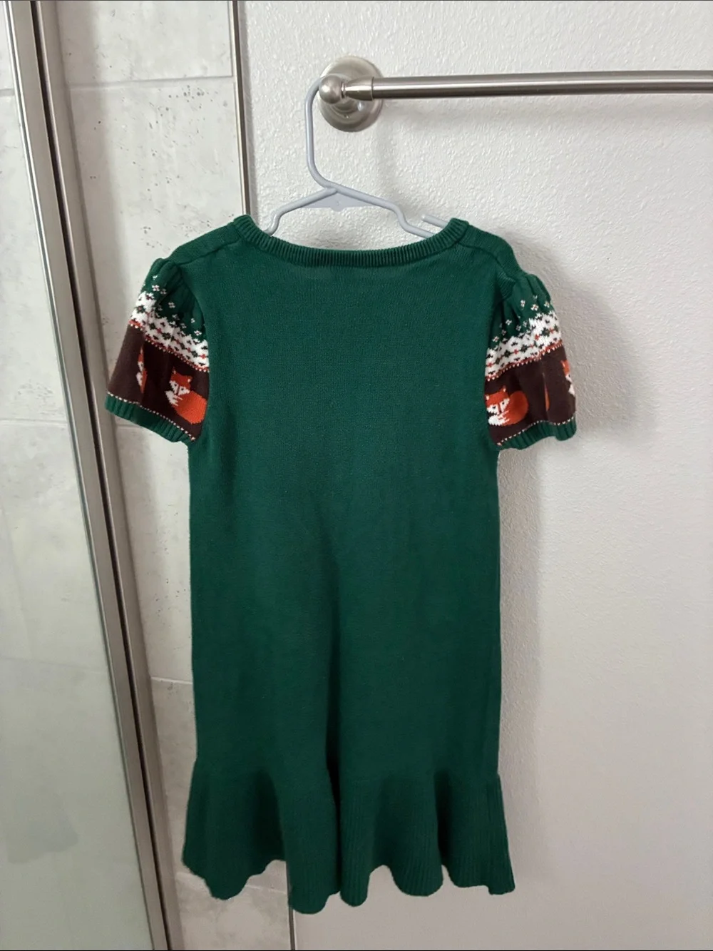 Gymboree Green Knit Dress with Fox Band